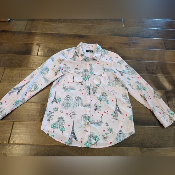 KARL LAGERFELD Women's pink Paris Button-Up Blouse Shirt - L - Picture 3 of 9